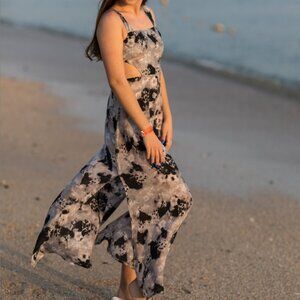 Element grey and black rayon cutout maxi dress in size S US